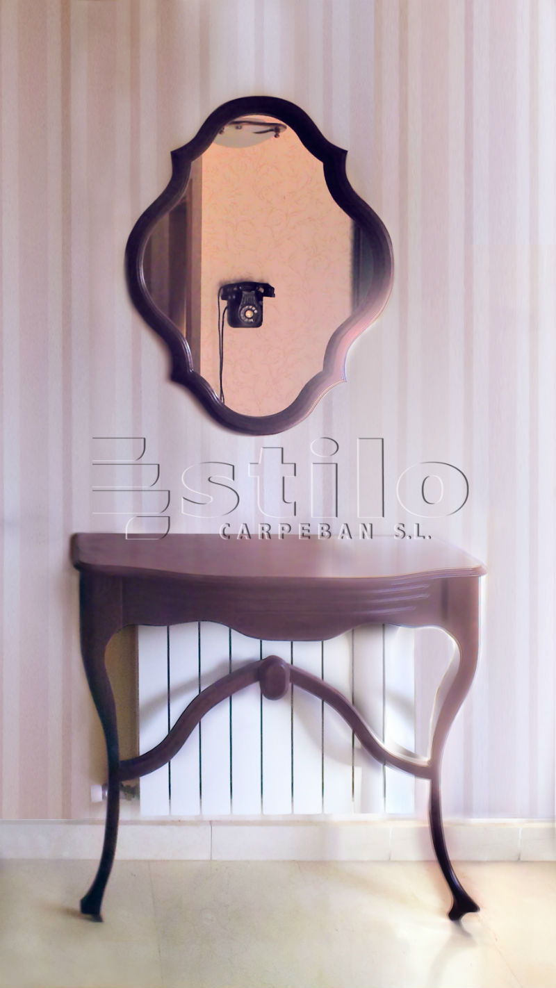 Consola con espejo realizado en madera de nogal del pas.  Carpintera Ebanistera Carpeban Stilo, Salamanca.